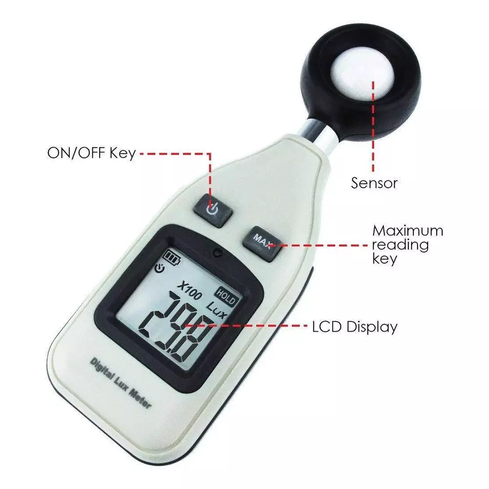 HSETIN Digital Lux Meter with 0 to 200000 Lux Range and 5 sec Sampling Time, Digital Lux Meter