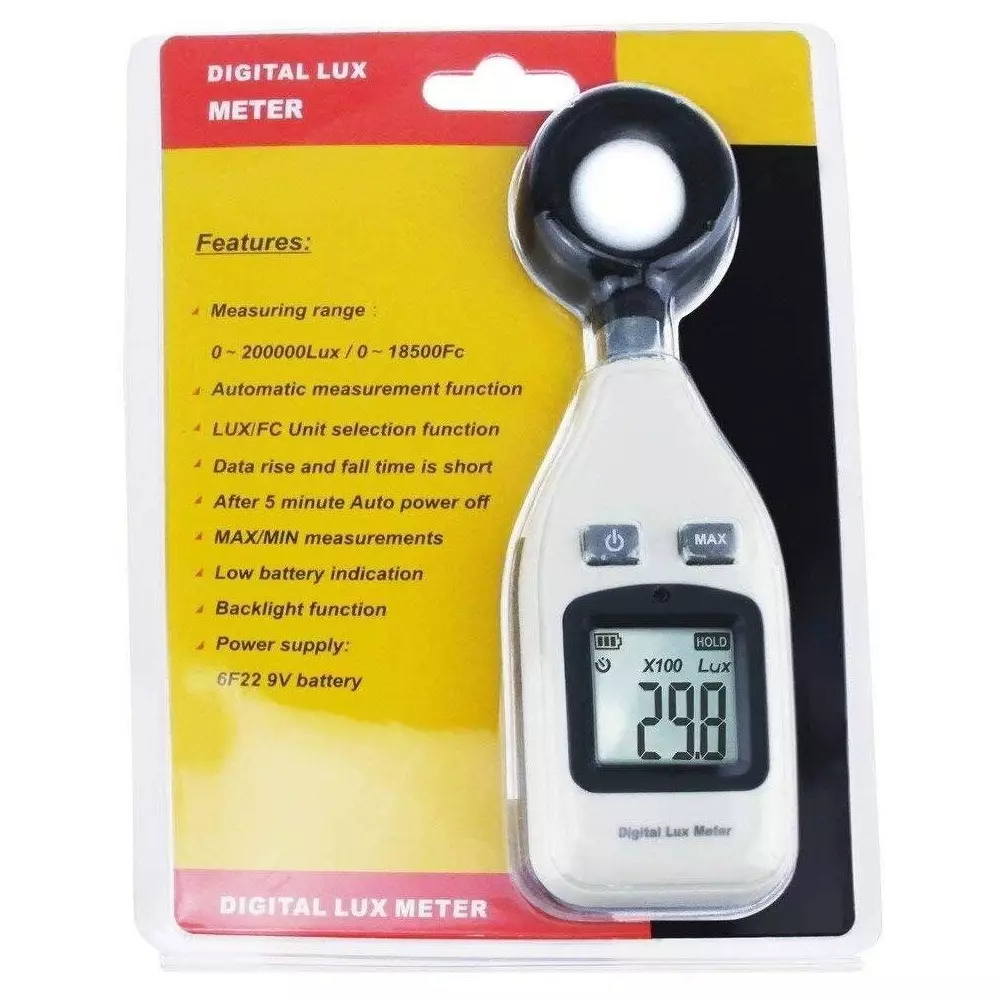 HSETIN Digital Lux Meter with 0 to 200000 Lux Range and 5 sec Sampling Time, Digital Lux Meter