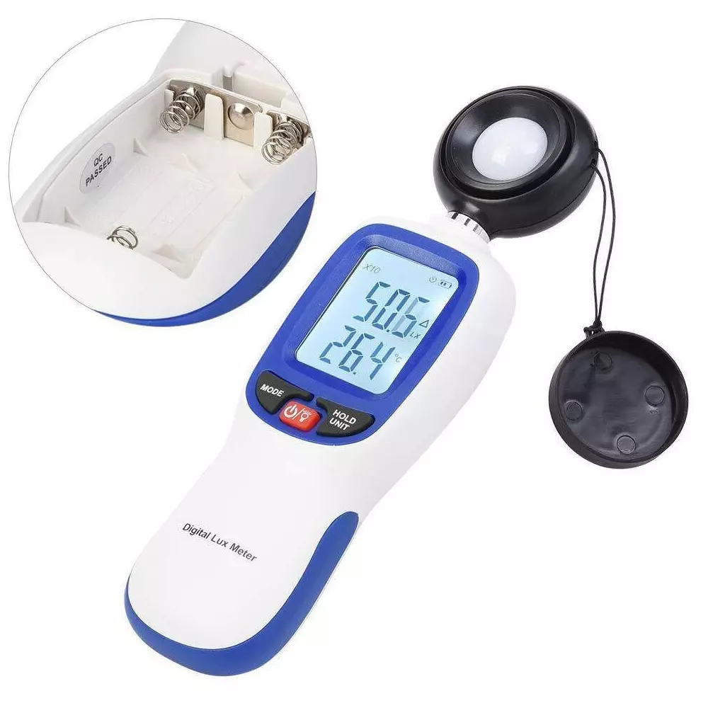 HSETIN Digital Light Meter with Diode Detection, LCD Display and 0 to 199,999 Range, LT-300B