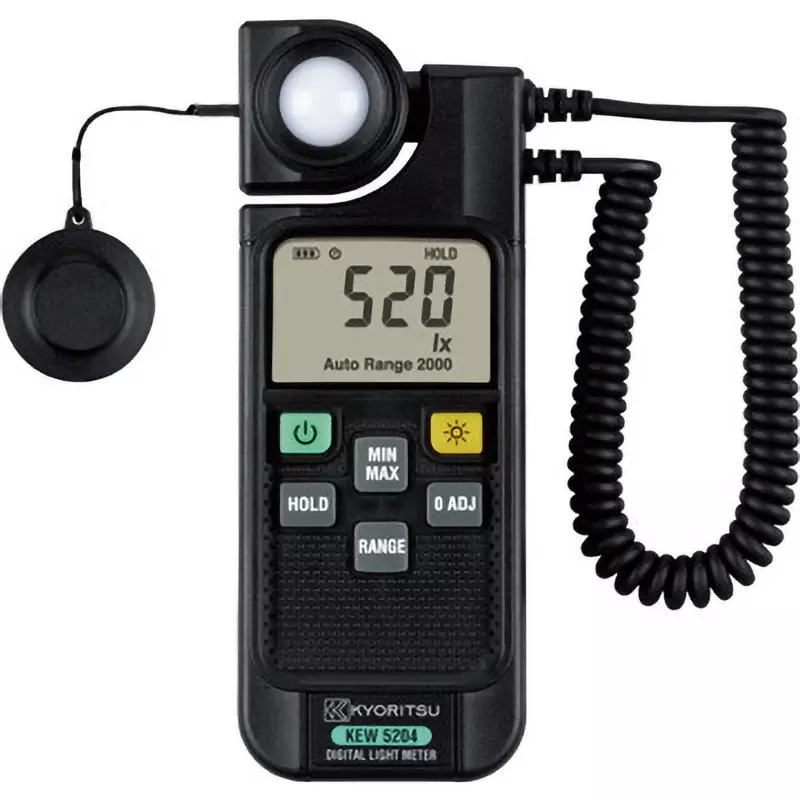 Kyoritsu Light Meter AA batteries R6 / LR6 (1.5 V) x 2 Power Supply Linearity: ±4%rdg±5 dgt Oblique incident, KEW5204