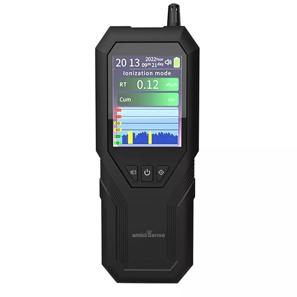 amiciSense Handheld Nuclear Radiation Detector Geiger Counter with LCD Display & Alarm 0.01μSv/h500.0mSv Cumulative Dose, 1xPGC-DM157