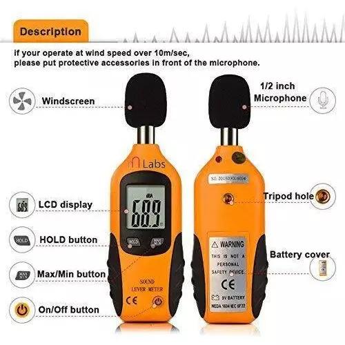 HSETIN Digital Sound Level Meter with 35-100 db Measurement Range and ±1.5 dB Accuracy, HT-80A