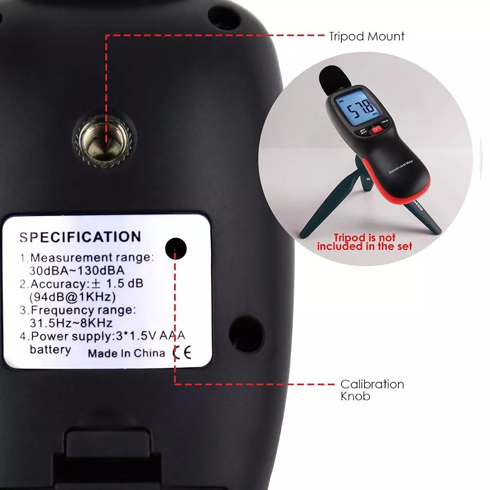 HSETIN Digital Sound Level Meter with Bluetooth, LCD Display and 30-130 dBA Range, HT-80B