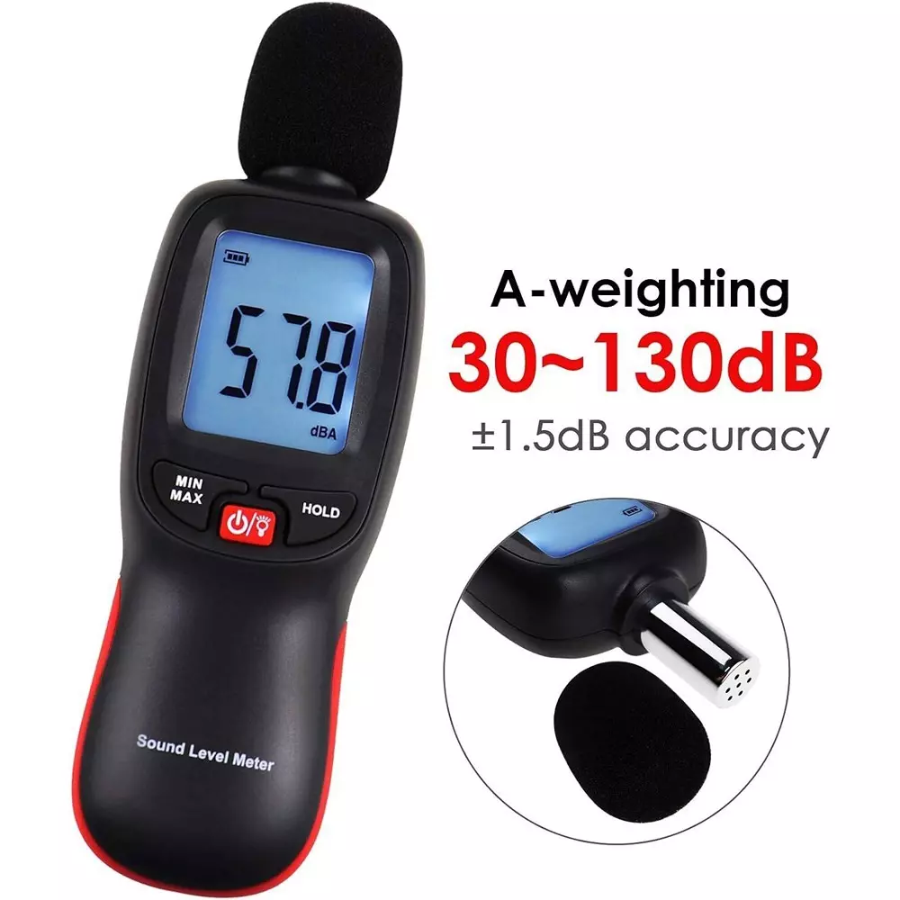 HSETIN Digital Sound Level Meter with Bluetooth, LCD Display and 30-130 dBA Range, HT-80B