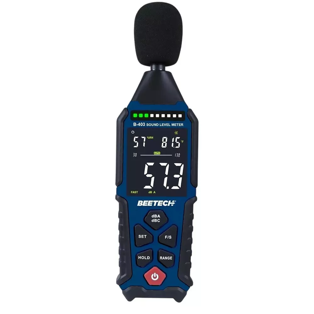 BEETECH Buzzer Alarm Sound Level Meter with 4 Digit LCD Display, 30 dB to 130 dB Auto & Manual Range and ±2.0 dB Accuracy, B-403