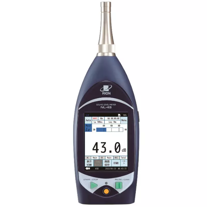 Rion Sound Level Meter Reference signal output to external equipment (frequency/output level) 1 kHz/bar graph upper, NL-43