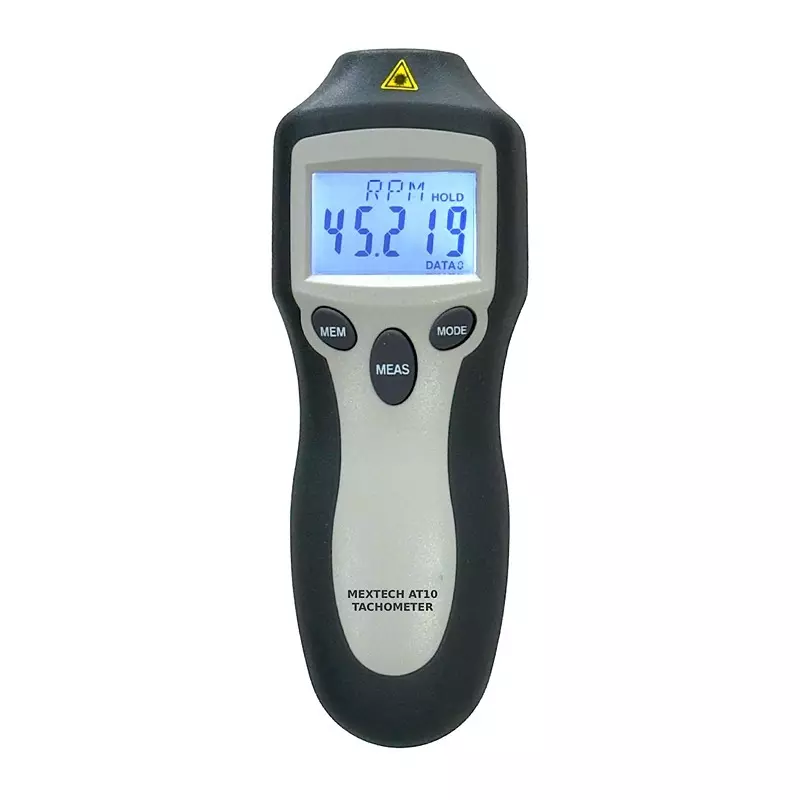 Mextech Tachometer 5 Digit LCD Display 1 to 200,000 RPM TOT Range for Industrial Use, CEM&nbsp;AT10