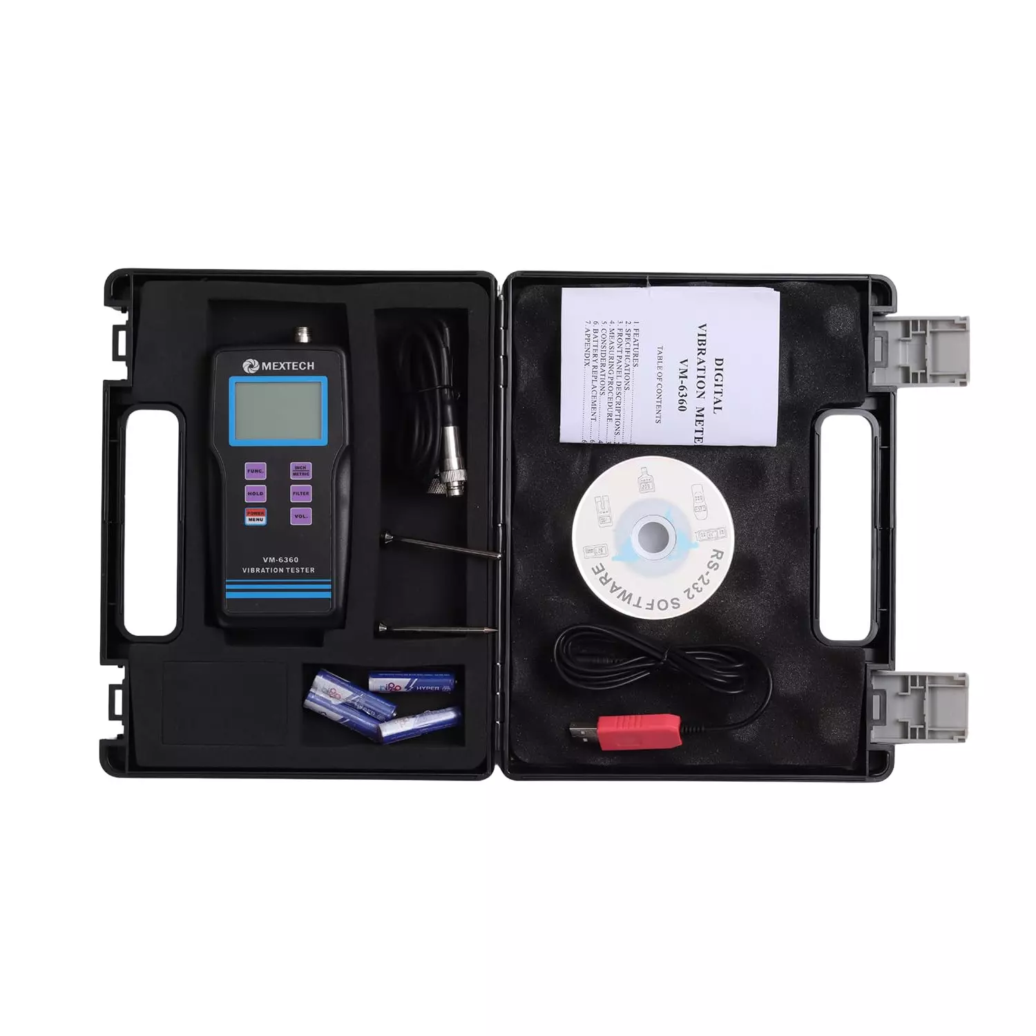 Mextech VM-6360 Velocity Range - 0.1-400 mm/s Vibration meter