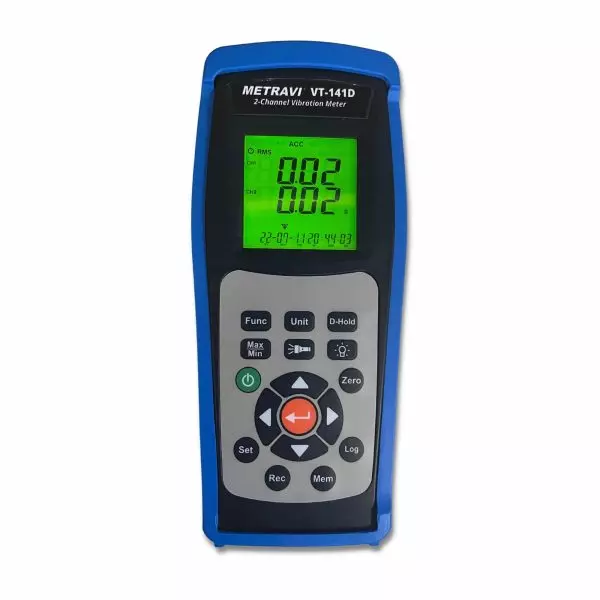 metravi-dual-channel-vibration-meter-with-data-logger-frequency-range-10-hz-to-5-khz-vt-141d