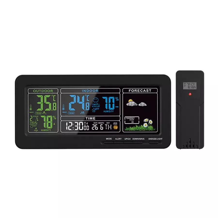 MxRady Weather Station LCD Clock 1 inch (25.4 mm) Dial Size, EM-D002W