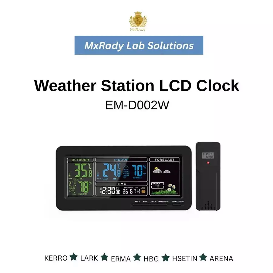 MxRady Weather Station LCD Clock 1 inch (25.4 mm) Dial Size, EM-D002W