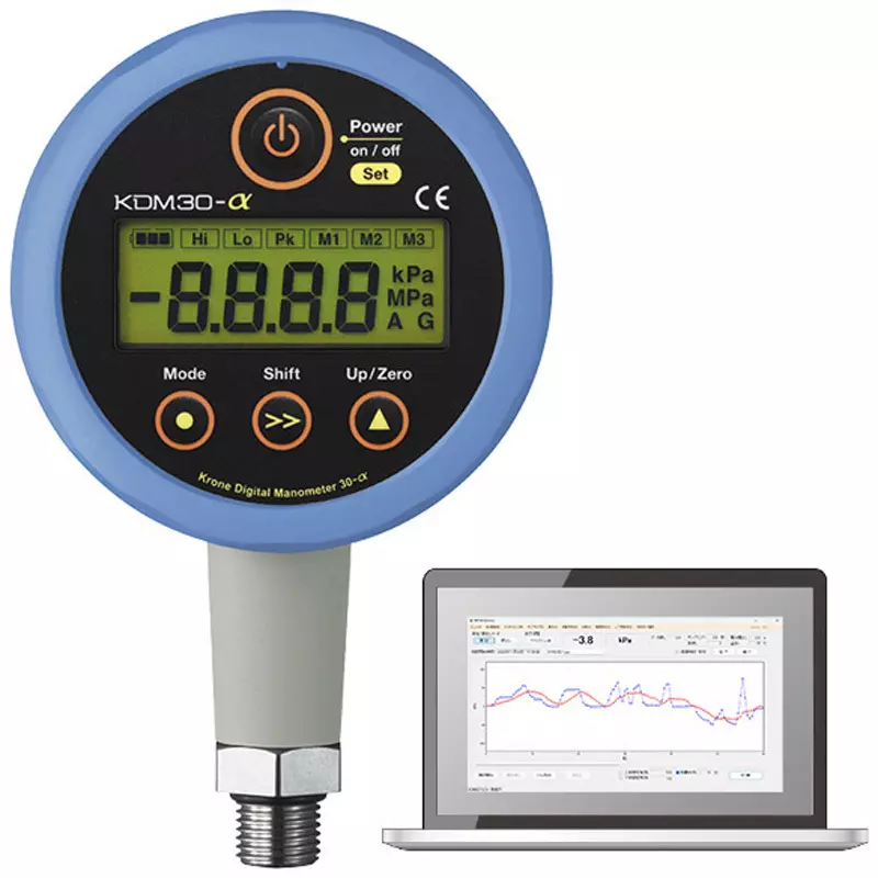 Krone Digital Pressure Gauge 200 kPaA Measurement Range, KDM30α-200kPaA-B-BL-T