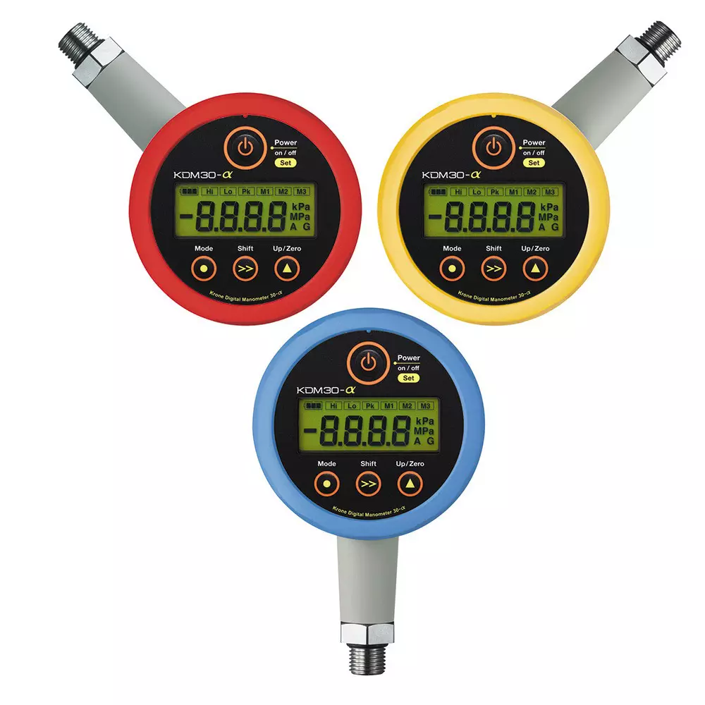 Krone Digital Pressure Gauge 0 to 500.0 kPaG Measurement Range, KDM30α-500kPaG-B-YL