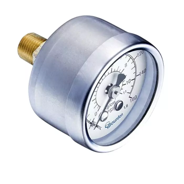 Bourdon Analogue Pressure Gauge 7 Bar Back Entry 40 mm Outside Diameter, MTR1-F40.B21
