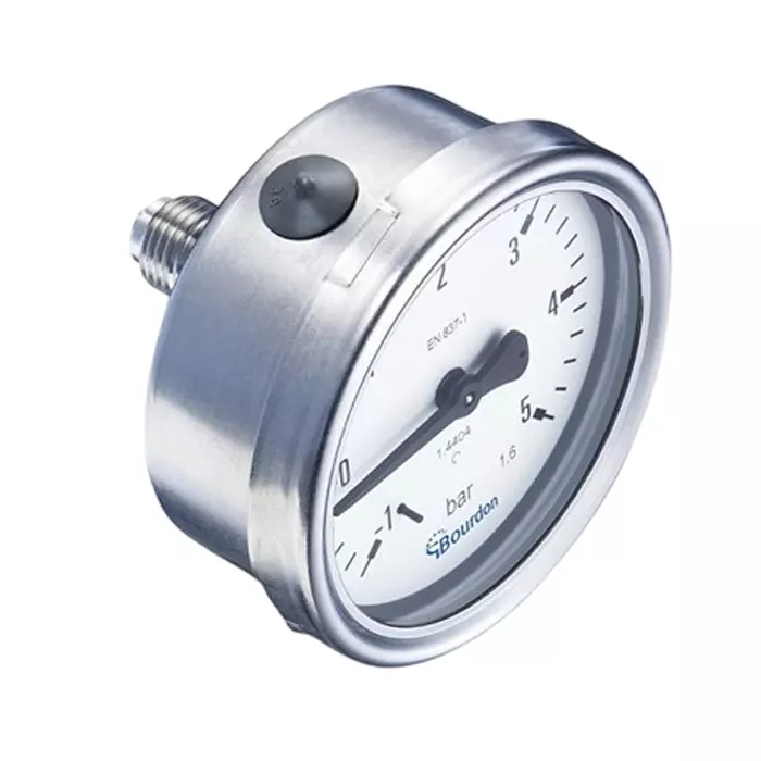 Bourdon G 1/4 Analogue Pressure Gauge 0 Bar Back Entry 63 mm Outside Diameter, MEX3-F21.B59