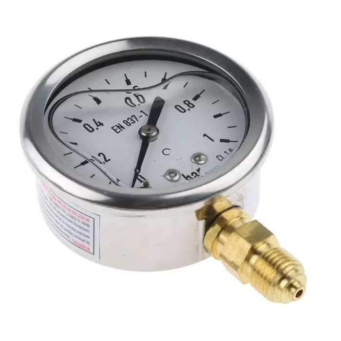 Bourdon G 1/4 Analogue Pressure Gauge 1 Bar Bottom Entry 63 mm Outside Diameter, MIT3D22B15