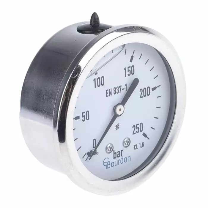 Bourdon G 1/4 Analogue Pressure Gauge 250 Bar Back Entry 63 mm Outside Diameter, MIT3F22B35