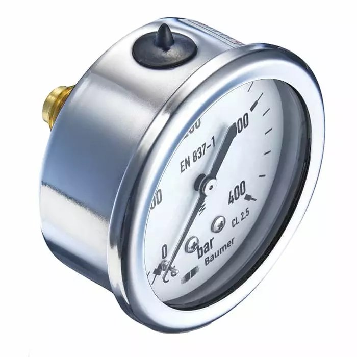 Bourdon G 1/4 Analogue Pressure Gauge 6 Bar Back Entry 63 mm Outside Diameter, MIT3-F20.B20