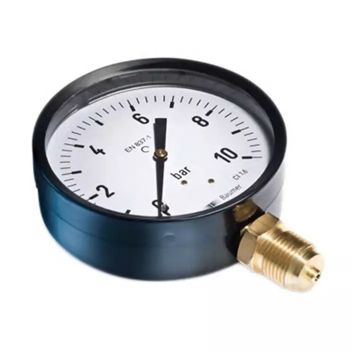 Bourdon G 1/4 Analogue Pressure Gauge 10 Bar Bottom Entry 50 mm Outside Diameter, MAT2-D20.B22