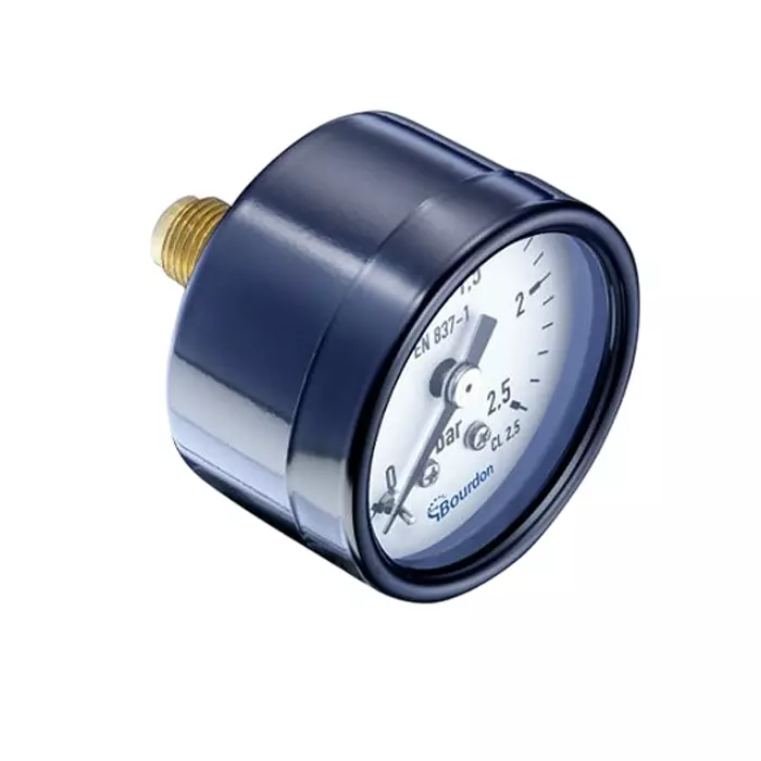 Bourdon G 1/8 Analogue Pressure Gauge 0 Bar Back Entry 40 mm Outside Diameter, MAT1-F10.B59