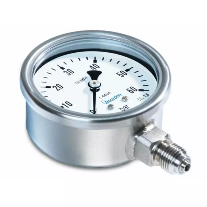 Bourdon G 1/4 Analogue Pressure Gauge 0.6 Bar Bottom Entry 63 mm Outside Diameter, MEX3-D20.B72