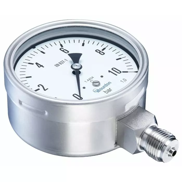 Bourdon Analogue Pressure Gauge 40 Bar Bottom Entry 100 mm Outside Diameter, MEX5D30B27