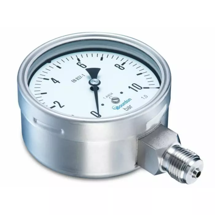 Bourdon NPT 1/2 Analogue Pressure Gauge 2.5 Bar Bottom Entry 100 mm Outside Diameter, MEX5-D61.B18
