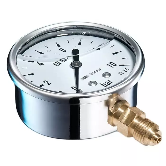 Bourdon G 1/4 Analogue Pressure Gauge 2.5 Bar Bottom Entry 63 mm Outside Diameter, MIT3D22B18