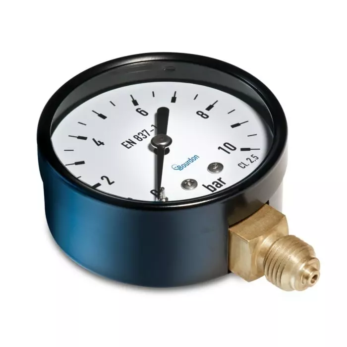 Bourdon G 1/4 Analogue Pressure Gauge 0 Bar Bottom Entry 63 mm Outside Diameter, MAT3-D20.B59