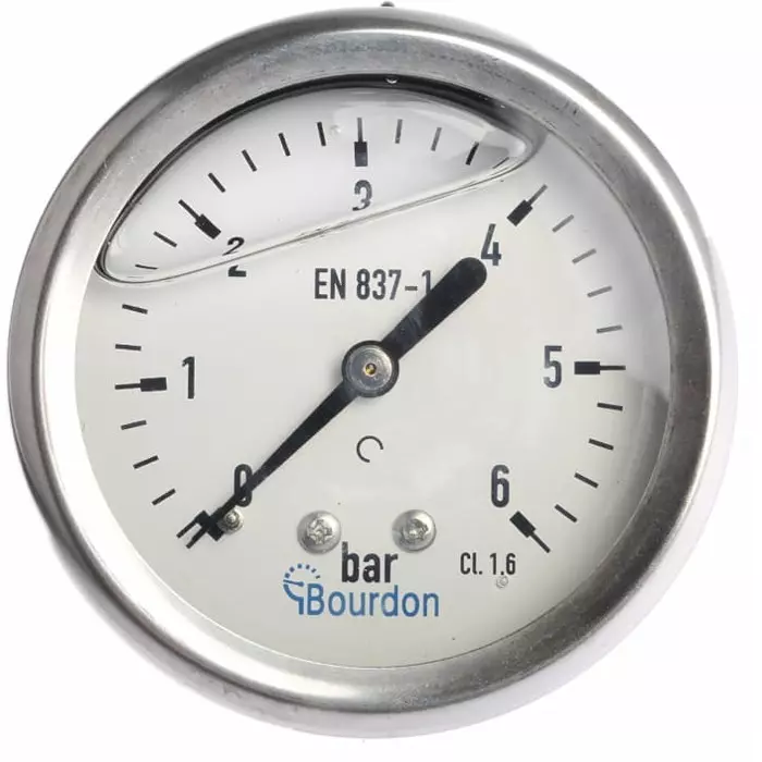 Bourdon Analogue Pressure Gauge 6 Bar Back Entry 63 mm Outside Diameter, MIT3-F22.B20