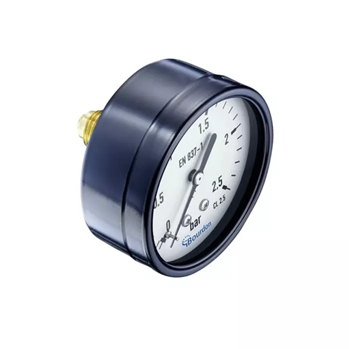 Bourdon G 1/4 Analogue Pressure Gauge 10 Bar Back Entry 63 mm Outside Diameter, MAT3-F20.B22