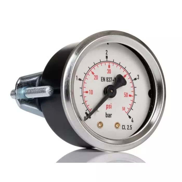 RS Pro G 1/8 Analogue Pressure Gauge 4bar Back Entry 50 mm Outside Diameter