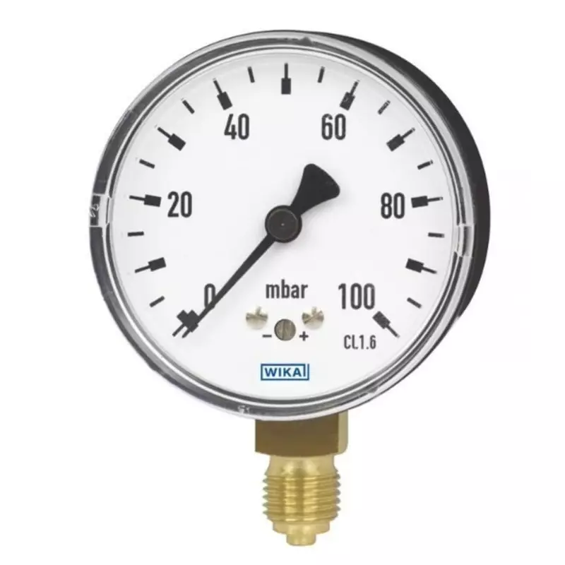 WIKA Analogue Pressure Gauge G 1/4 0mbar Back Entry 63mm Outside Diameter, 71098496