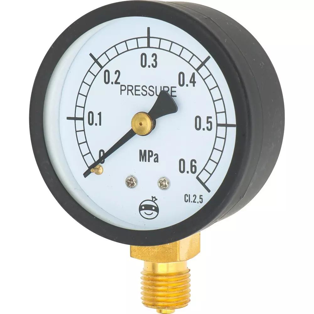 MonotaRO Pressure Gauge, Vertical, G Thread, Φ60 mm Pneumatic, Hydraulic, Other, G1/4x60x0.6MPa