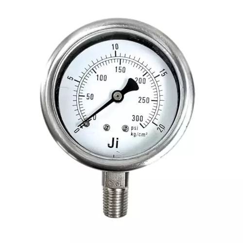 Japsin Instrumentation Industrial Pressure Gauge Analog Display 0 to 21 Kg/cm² Range 63 mm Dial Size 6.35 mm NPT (M) for Industrial Use