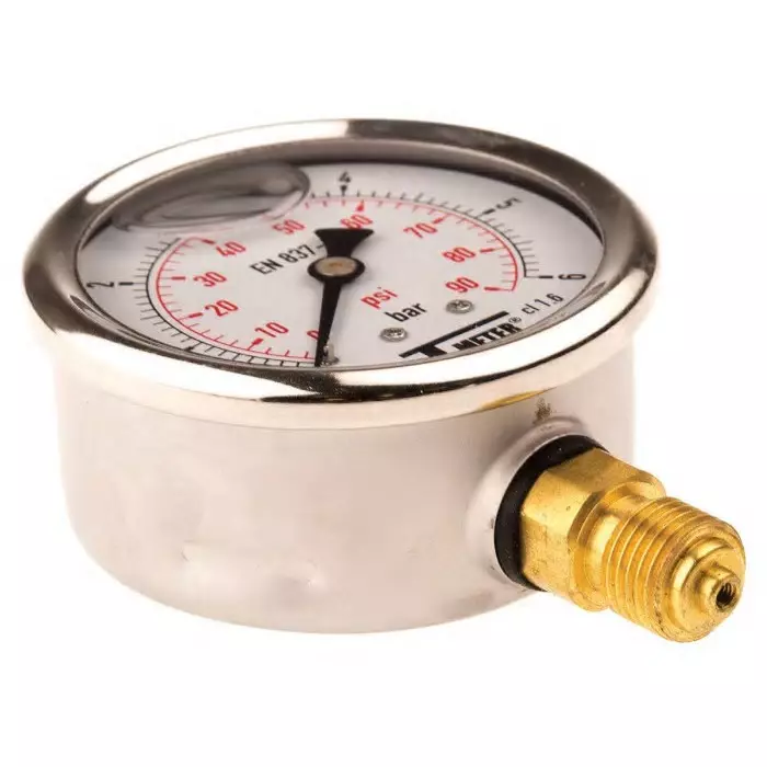 Sferaco G 1/4 Analogue Pressure Gauge 6 bar Bottom Entry 63 mm Outside Diameter UKAS, 1613005