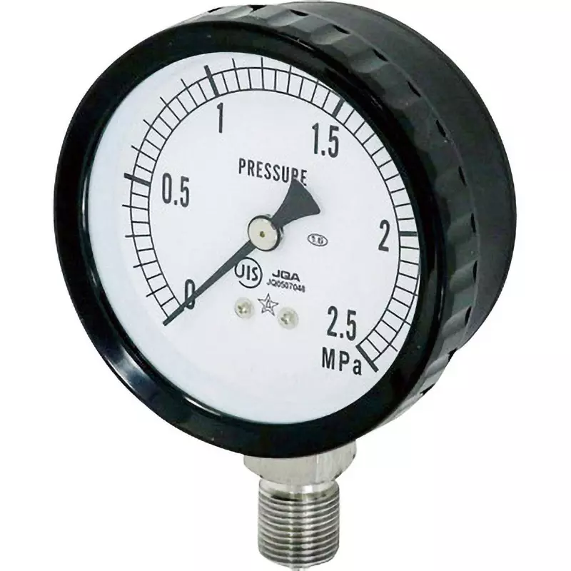 MIGISHITA SEIKI Pressure Gauge 0.05 MPa Minimum Scale, AT3/8x75x2.5MPa-SET