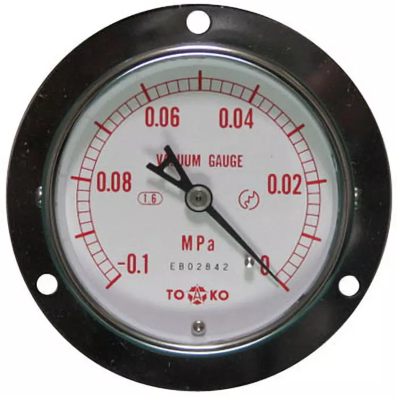 TOKO Pressure Gauge Φ75 mm Outer Dia, DU3/8G 75×-0.1MPa