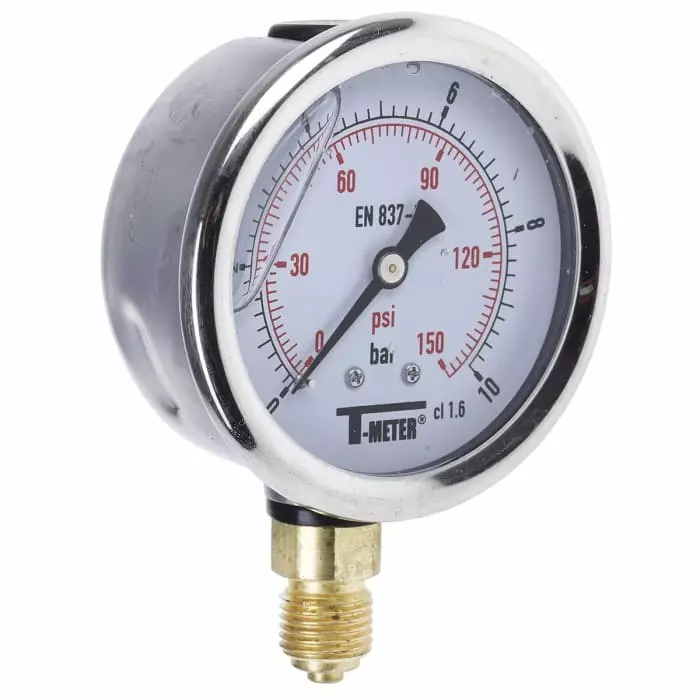 Sferaco G 1/4 Analogue Pressure Gauge 10 bar Bottom Entry 63 mm Outside Diameter With RS Calibration, 1613006