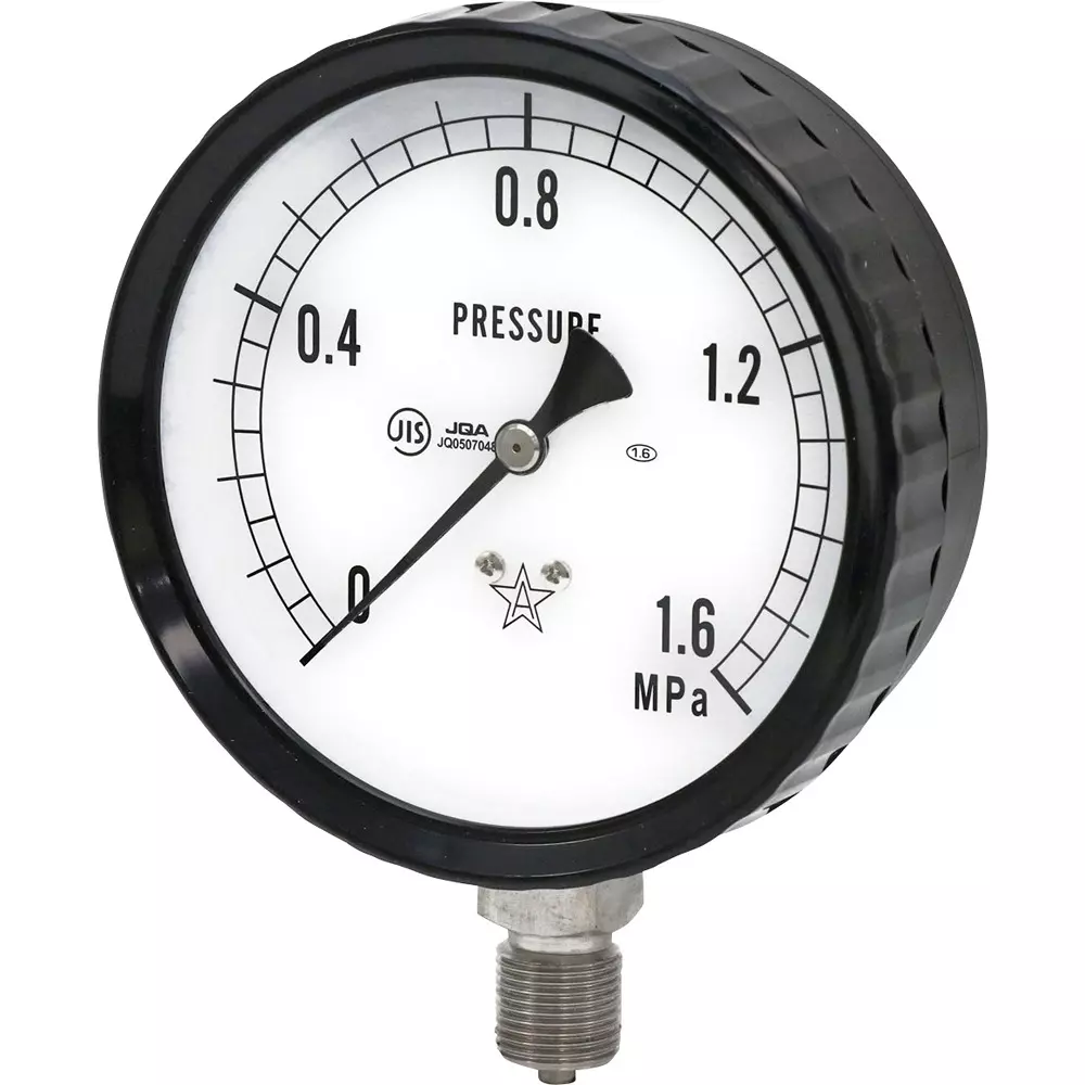 MIGISHITA SEIKI Pressure Gauge 0.05 MPa Minimum Scale, AT3/8x100x1.6MPa-SET