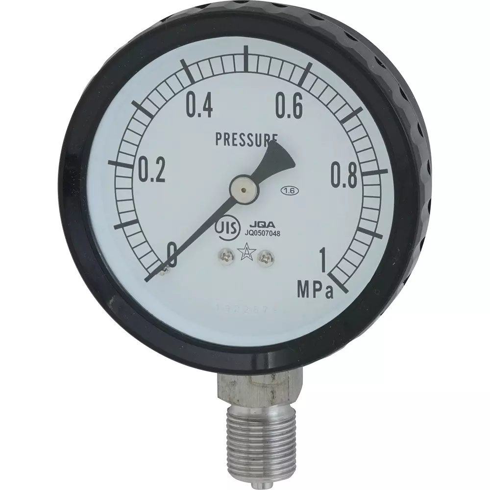 MIGISHITA SEIKI Pressure Gauge 0.02 MPa Minimum Scale, AT3/8x75x1MPa-SET