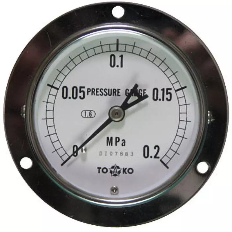 TOKO Pressure Gauge Φ75 mm Outer Dia, DU3/8G 75×0.2MPa