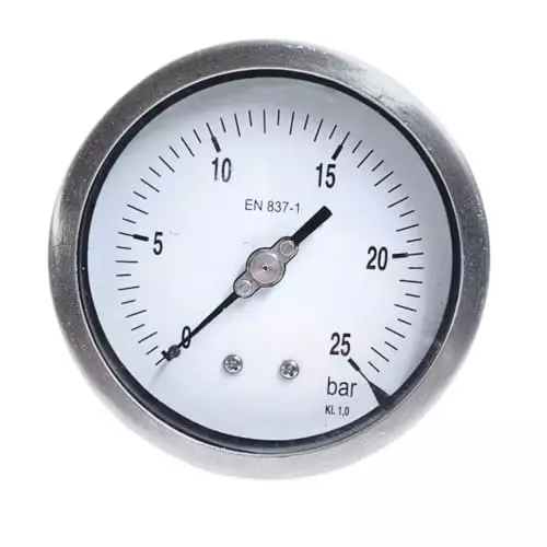 Japsin Instrumentation Industrial Pressure Gauge Analog Display 100 mm Dial Size 0 to 25 Bar (Single Scale) Range for Industrial Use