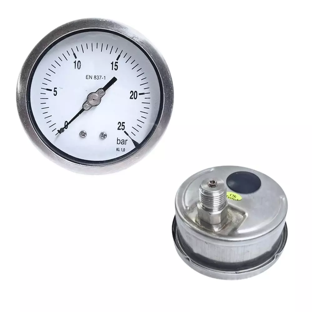 Japsin Instrumentation Industrial Pressure Gauge Analog Display 100 mm Dial Size 0 to 25 Bar (Single Scale) Range for Industrial Use