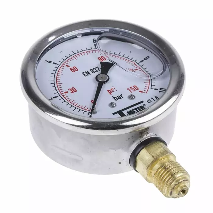 Sferaco G 1/4 Analogue Pressure Gauge 10 bar Bottom Entry 63 mm Outside Diameter UKAS, 1613006