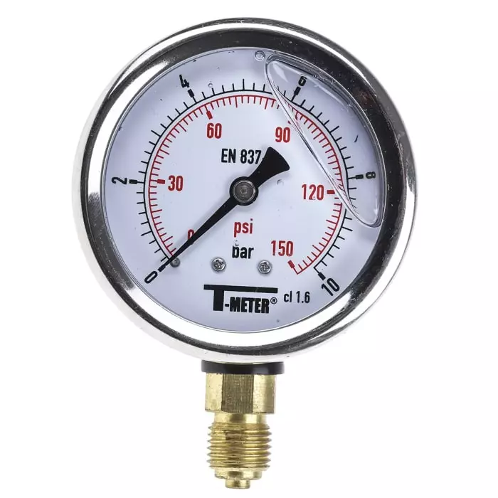 Sferaco G 1/4 Analogue Pressure Gauge 10 bar Bottom Entry 63 mm Outside Diameter UKAS, 1613006