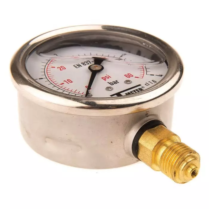 Sferaco G 1/4 Analogue Pressure Gauge 4 bar Bottom Entry 63 mm Outside Diameter UKAS, 1613004