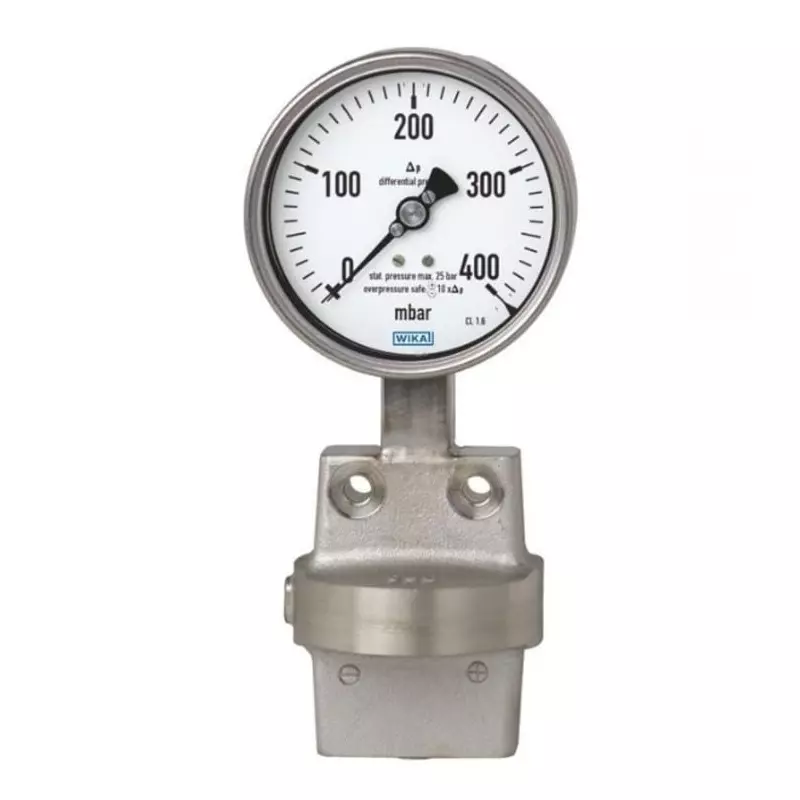 WIKA Analogue Differential Pressure Gauge G 1/4 1bar Bottom Entry 100mm Outside Diameter, 48796658