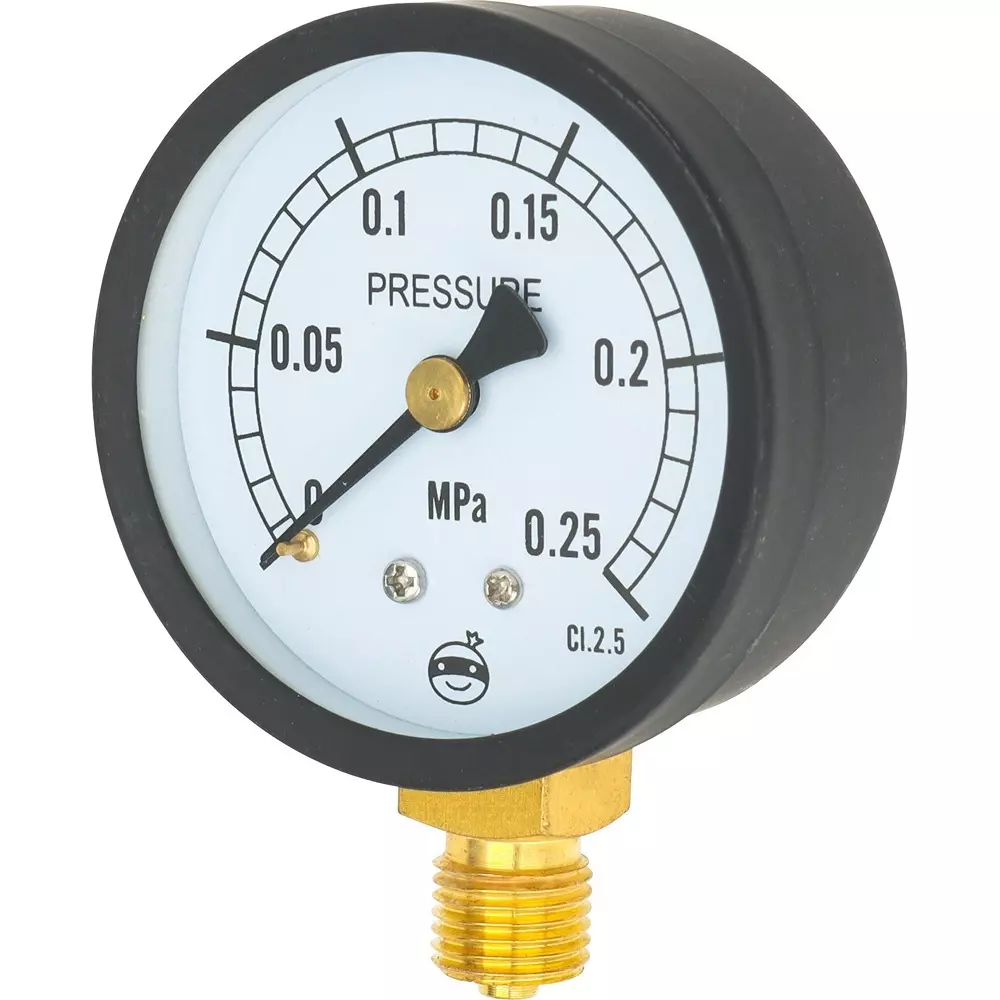 MonotaRO Pressure Gauge, Vertical, G Thread, Φ60 mm Pneumatic, Hydraulic, Other, G1/4x60x0.25MPa