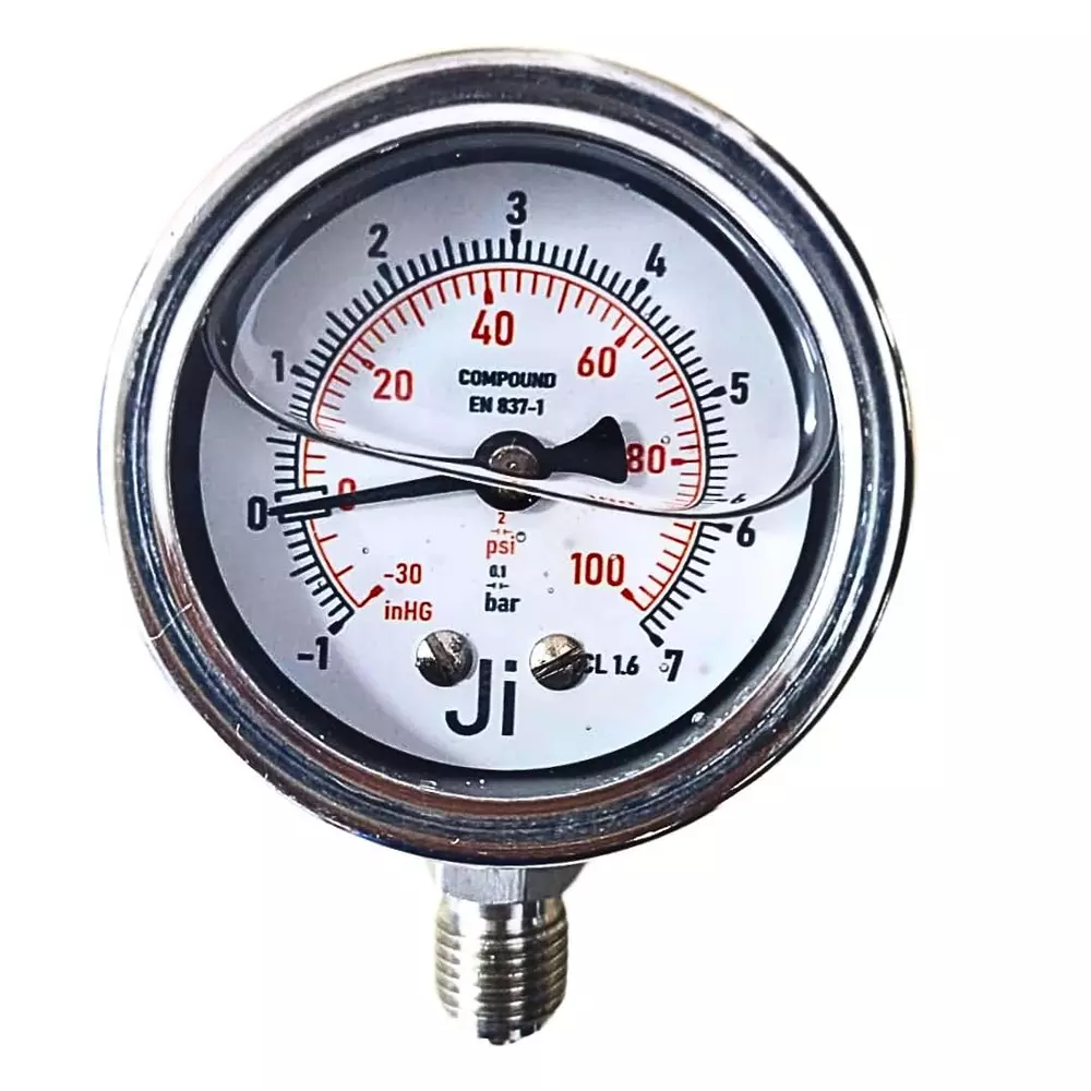 Japsin Instrumentation Industrial Pressure Gauge Analog Display -1 to 7 Bar Range 50 mm Dial Size for Industrial Use